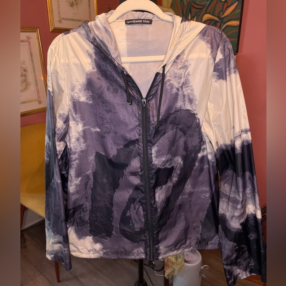 Rare Vintage Y2K Vivienne Tam Windbreaker blue & purple marbled  jacket S/M
